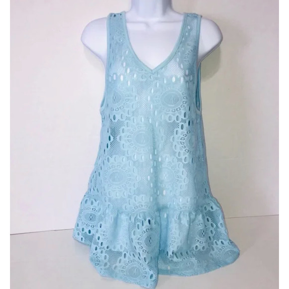Miken Swim Cover Up Peplum Swim Dress Cover up Crystal Blue Medium NWT - Picture 4 of 4